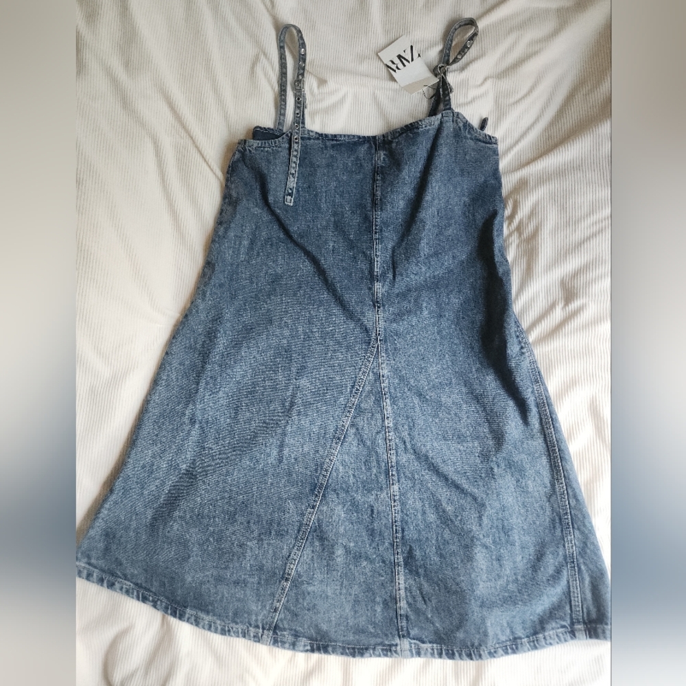 Zara Denim Trf Dress Blue Gray Ajustable Straps BNWT - Picture 9 of 13